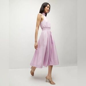 VERONICA BEARD
Kinny High-neck A-line Midi Dress In Barely Orchid Size 12